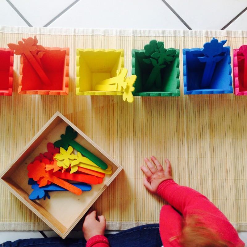 Jeu Montessori enfants dès 3 ans pour apprendre les couleurs et